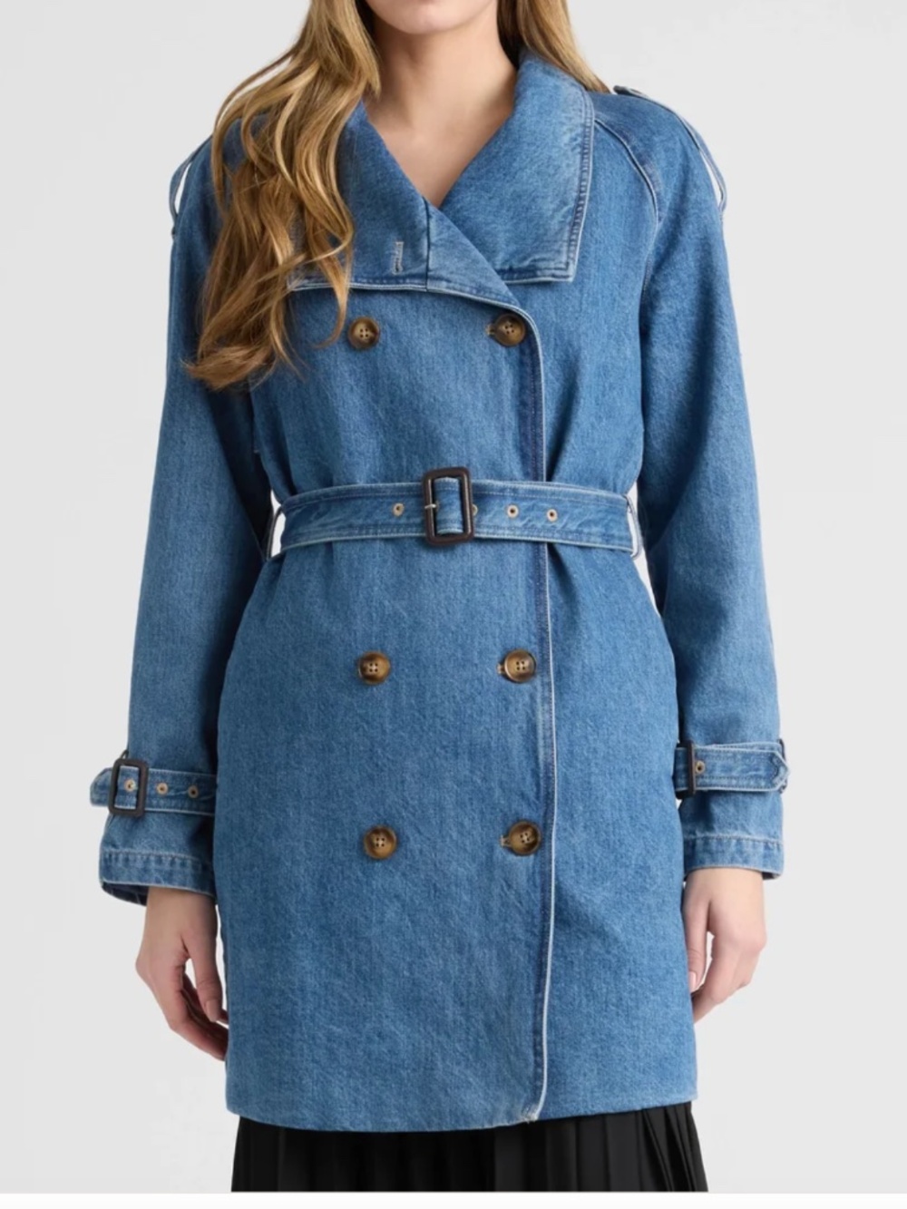 NVLT DENIM TRENCH COAT XS